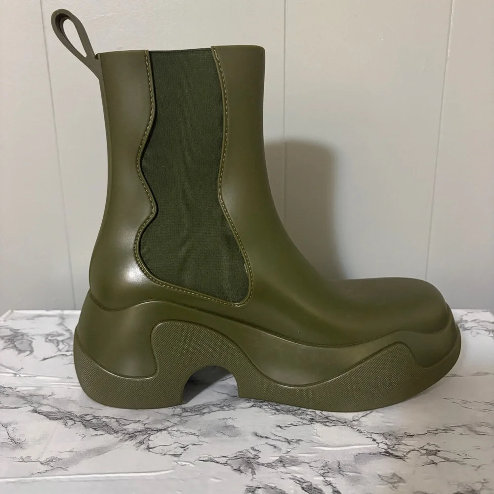 XOCOI Ankle Boots Olive Green Chelsea Boot Sustainable Rubber IT 38 US 8 Italy
